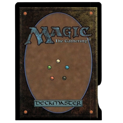 Brown magic the gathering deckmaster card with textured surface and five colored orbs in tmnt turtle van foil extended art style