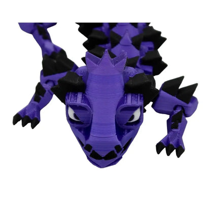 Purple and black 3D printed dragon.