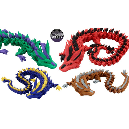 Multicolor Crystal Dragon Fidget Toy - 3D Printed Articulated Dragon - Alchemist Cards & Games