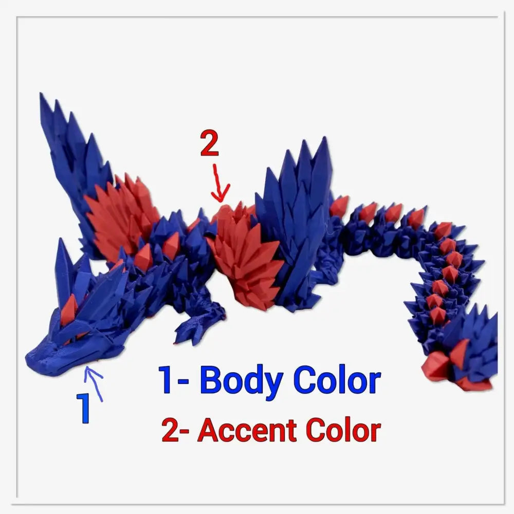 Blue and red origami dragon.