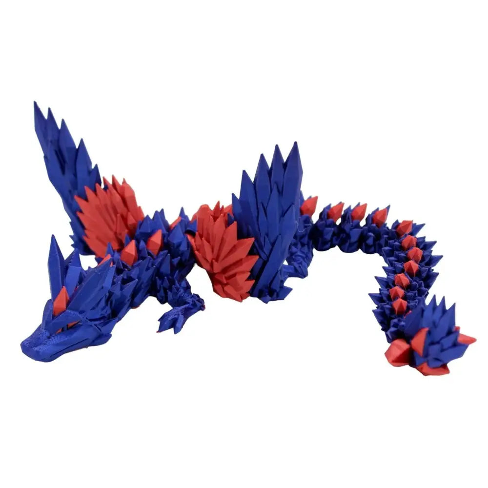 Blue and red articulated crystal dragon.