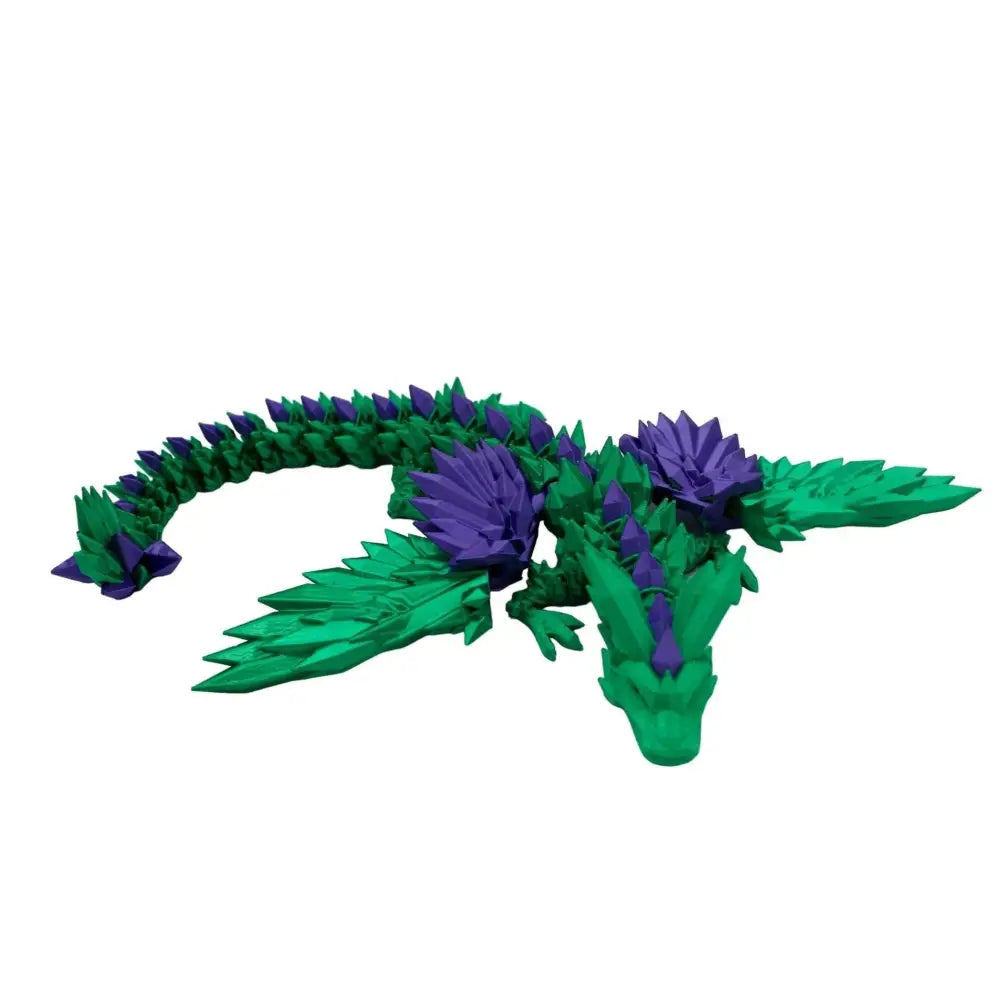 Green and purple articulated dragon.