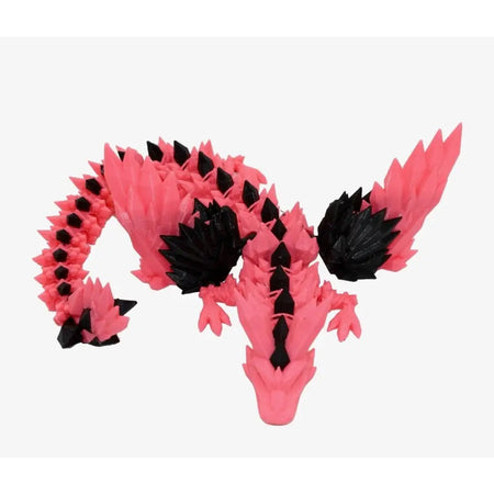 Pink and black articulated dragon.