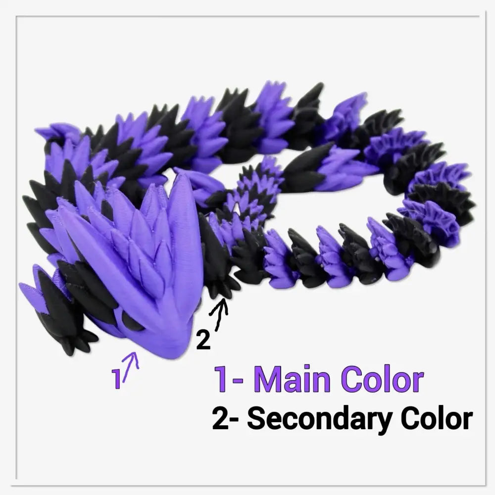 Articulated purple and black dragon.