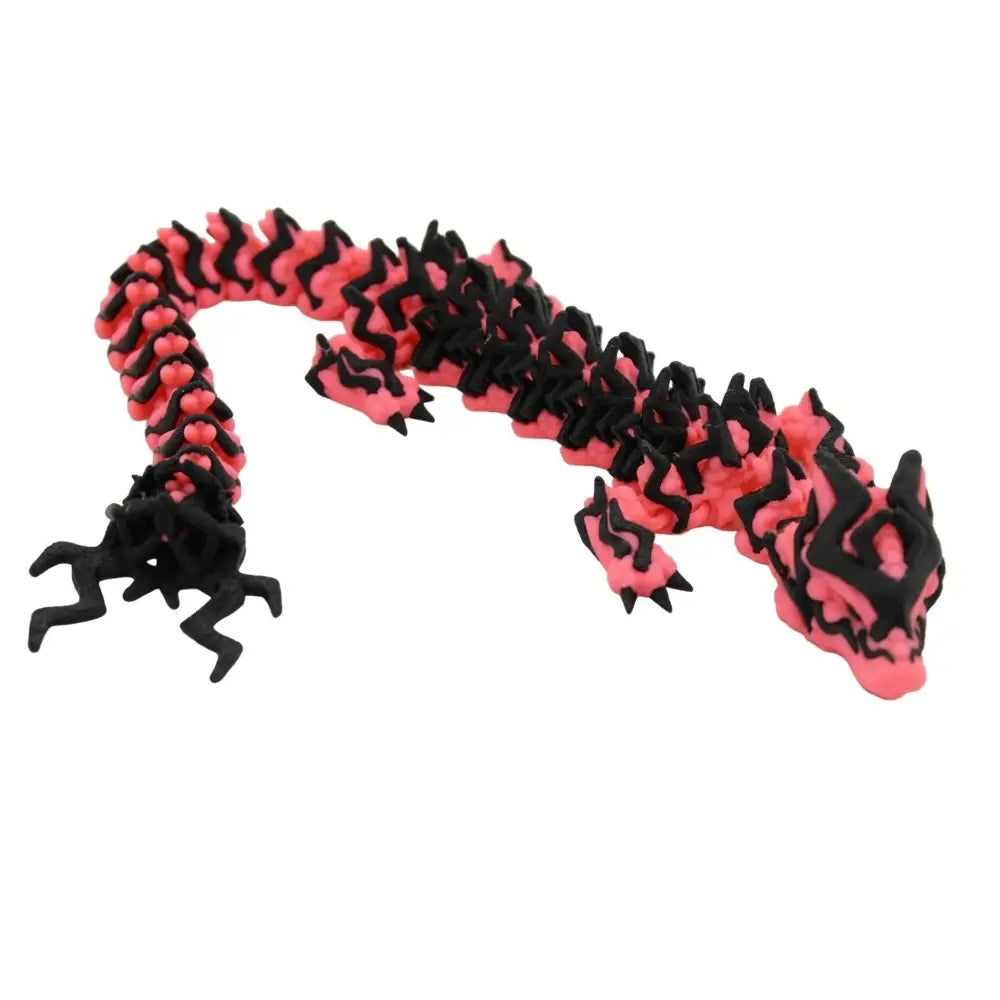 Pink and black articulated dragon.