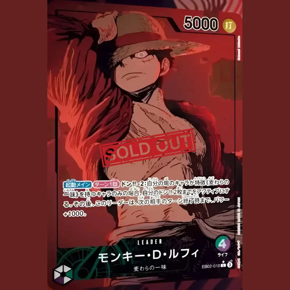 A collectible One Piece trading card featuring Monkey D. Luffy.