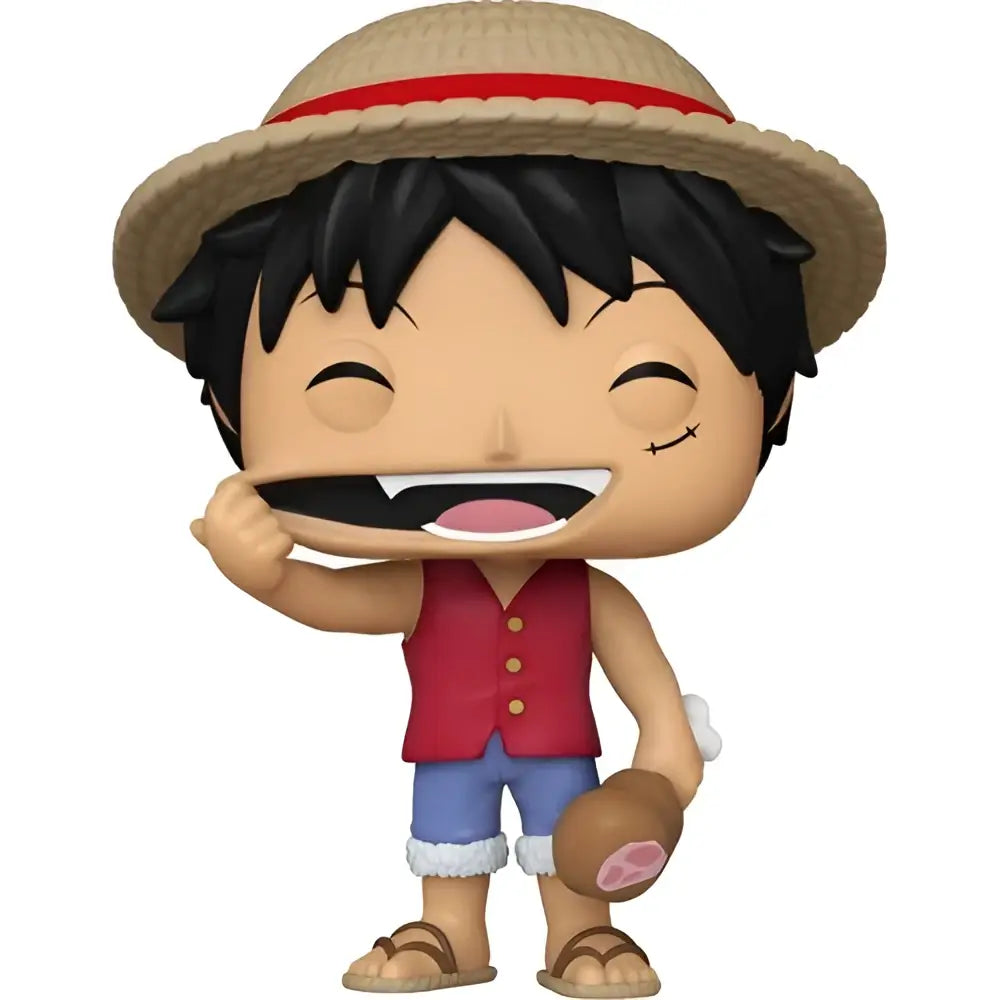 One piece luffy funko pop vinyl figure 1771 featuring tan straw hat with red band accessory