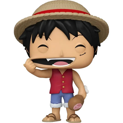 One piece luffy funko pop vinyl figure 1771 featuring tan straw hat with red band accessory