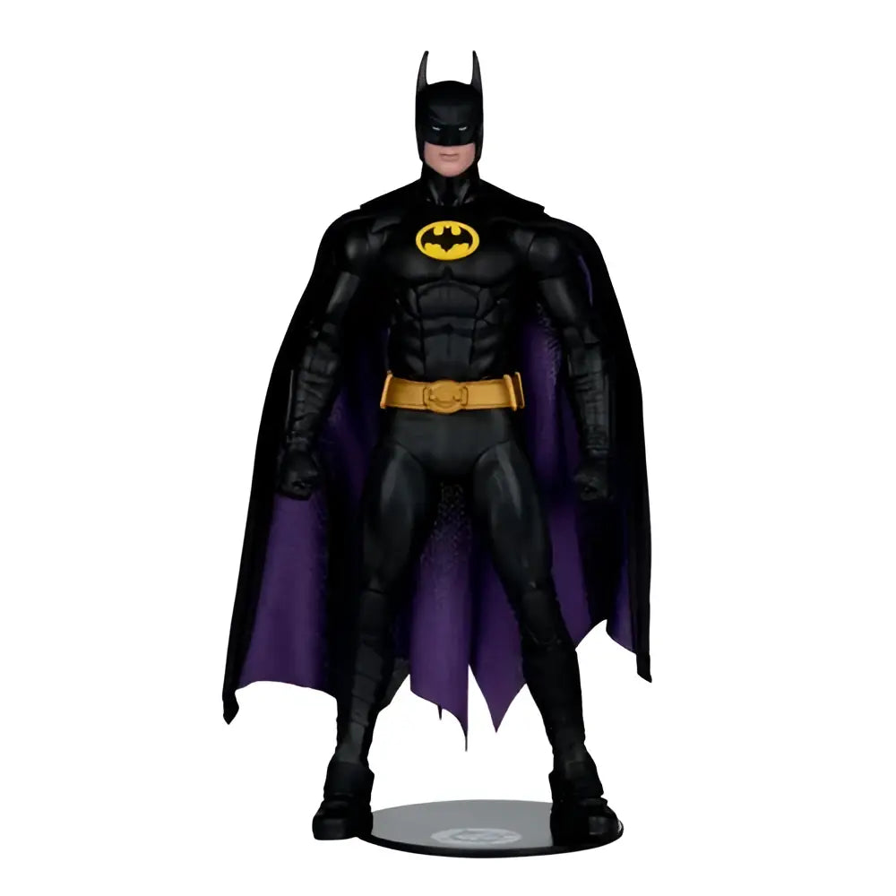 Page punchers action figure black Batman with purple cape gold utility belt and yellow bat symbol from comic book series