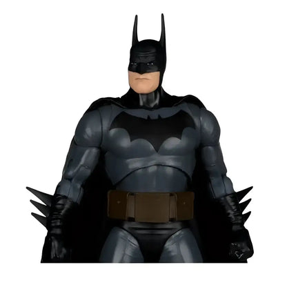 Black batman action figure with sculpted musculature, matte cowl, brown belt, spiked gauntlets from page punchers wave by mcfarlane toys