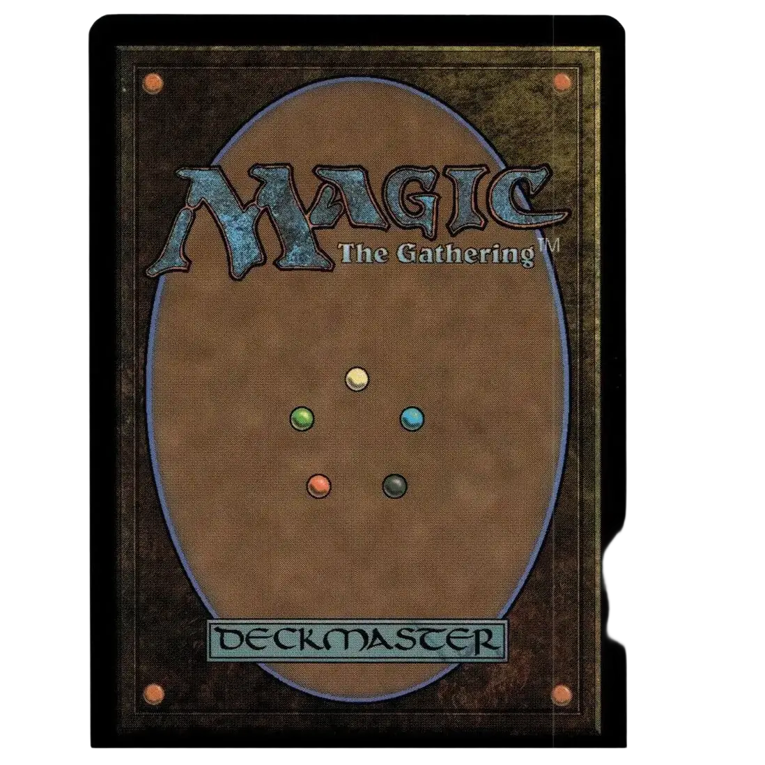 Brown magic the gathering deckmaster card back with textured surface and five colored orbs for borderless tmnt ninja turtles pza magic mtg