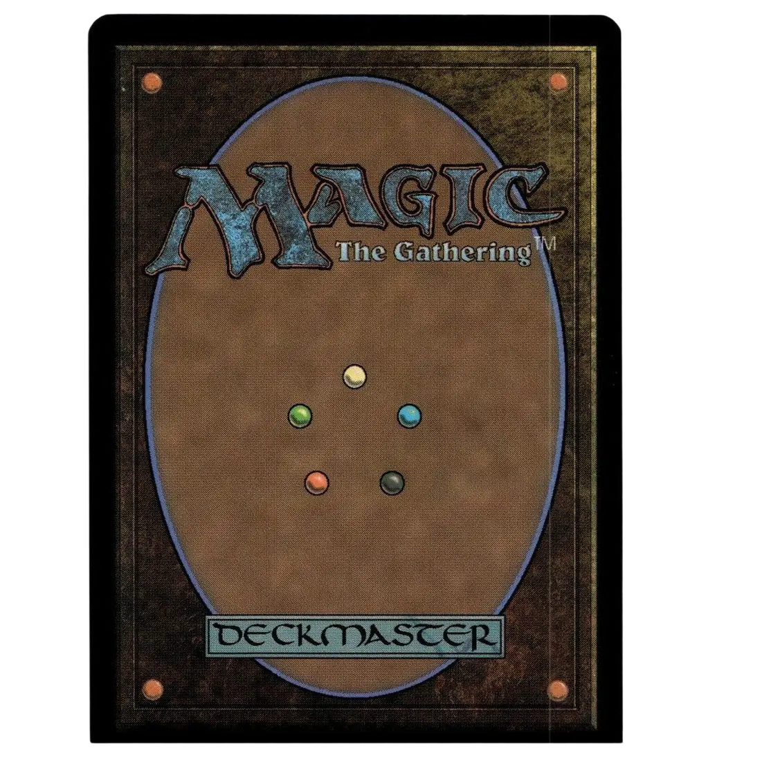Brown magic the gathering deckmaster card back with textured surface and five colored orbs for borderless tmnt ninja turtles pza magic mtg