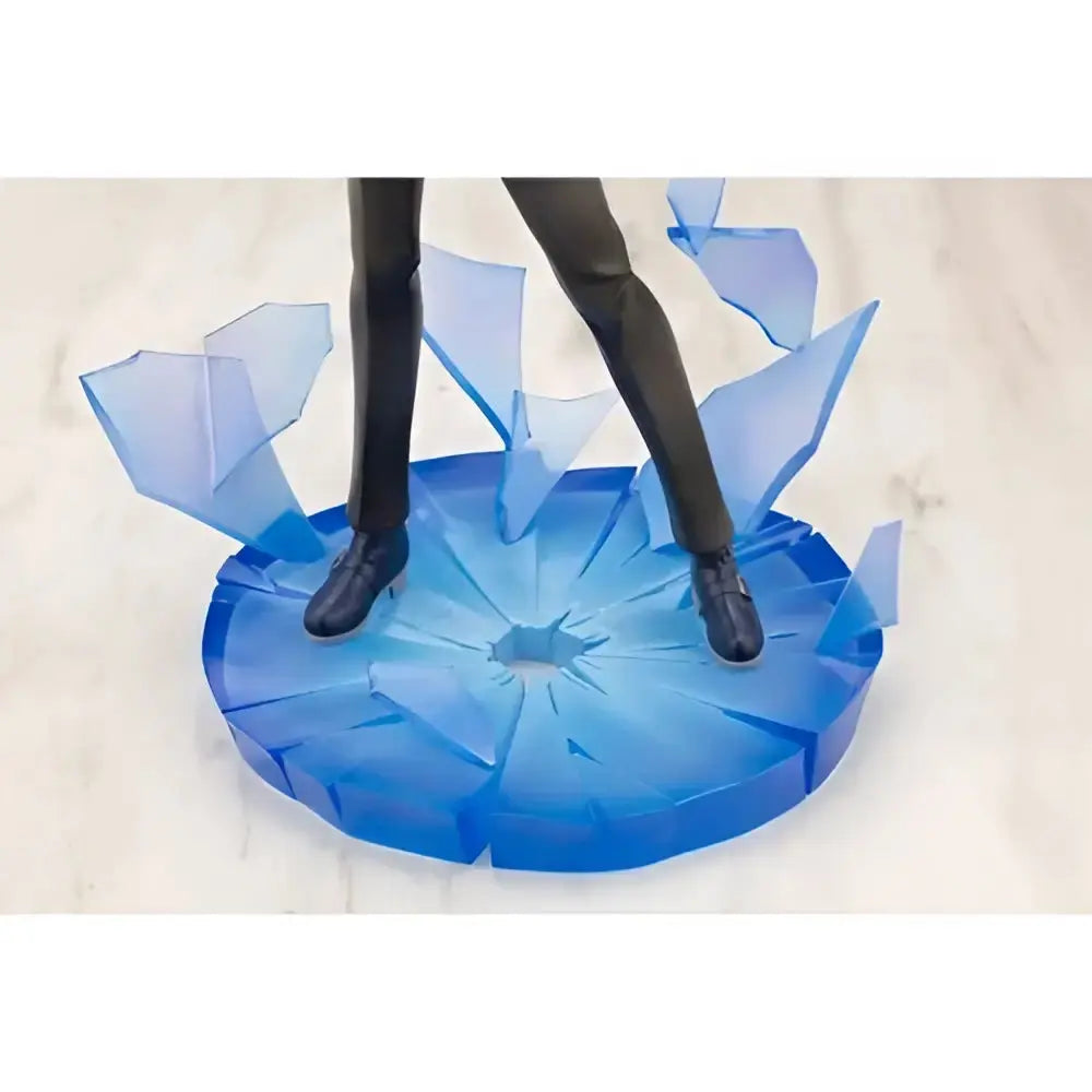 Blue translucent plastic figure base with shattered glass effect for persona 3 reload the protagonist artfx statue