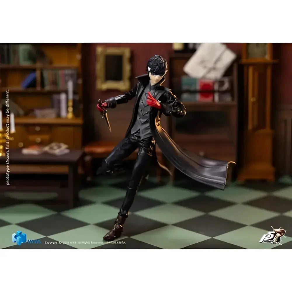 Persona 5 royal joker exquisite 1 12 action figure in black and red with mask and knife featuring interchangeable hands