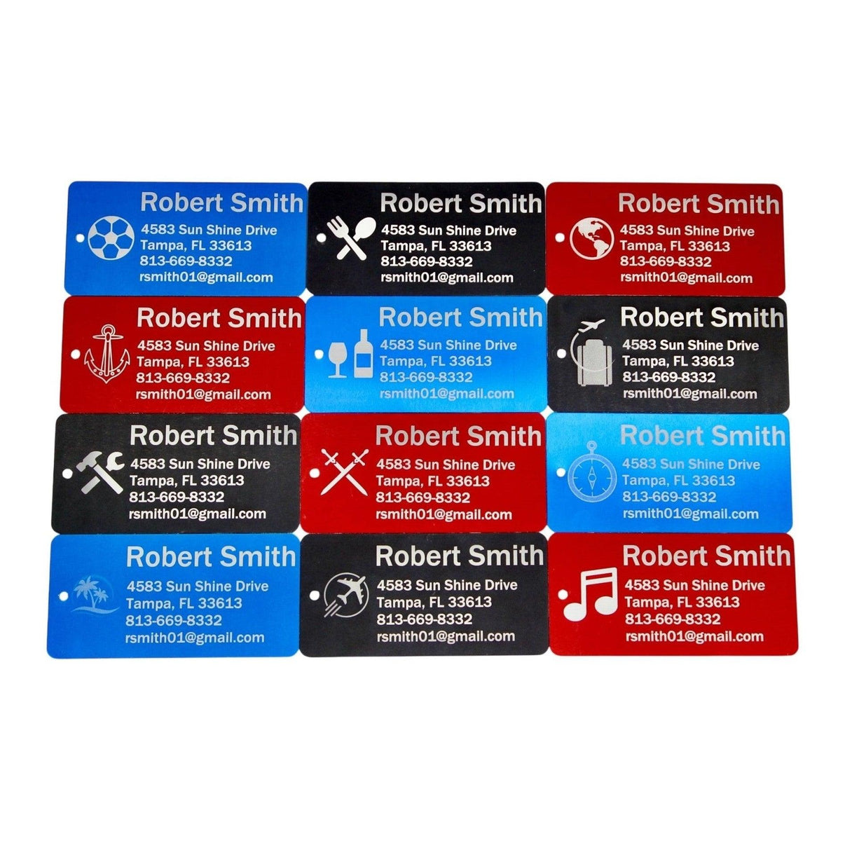 Personalized Aluminum Luggage Tag, Engraved Aluminum Tag - Travel Gift, Bag ID, Custom Images, Logos, Suitcase tag, Backpack tag - Alchemist Cards & Games