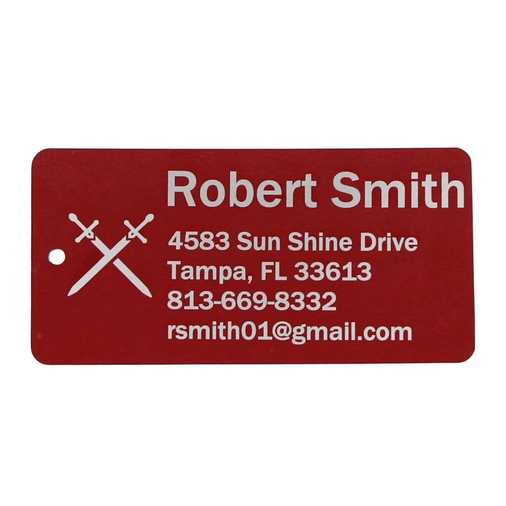 Personalized Aluminum Luggage Tag, Engraved Aluminum Tag - Travel Gift, Bag ID, Custom Images, Logos, Suitcase tag, Backpack tag - Alchemist Cards & Games
