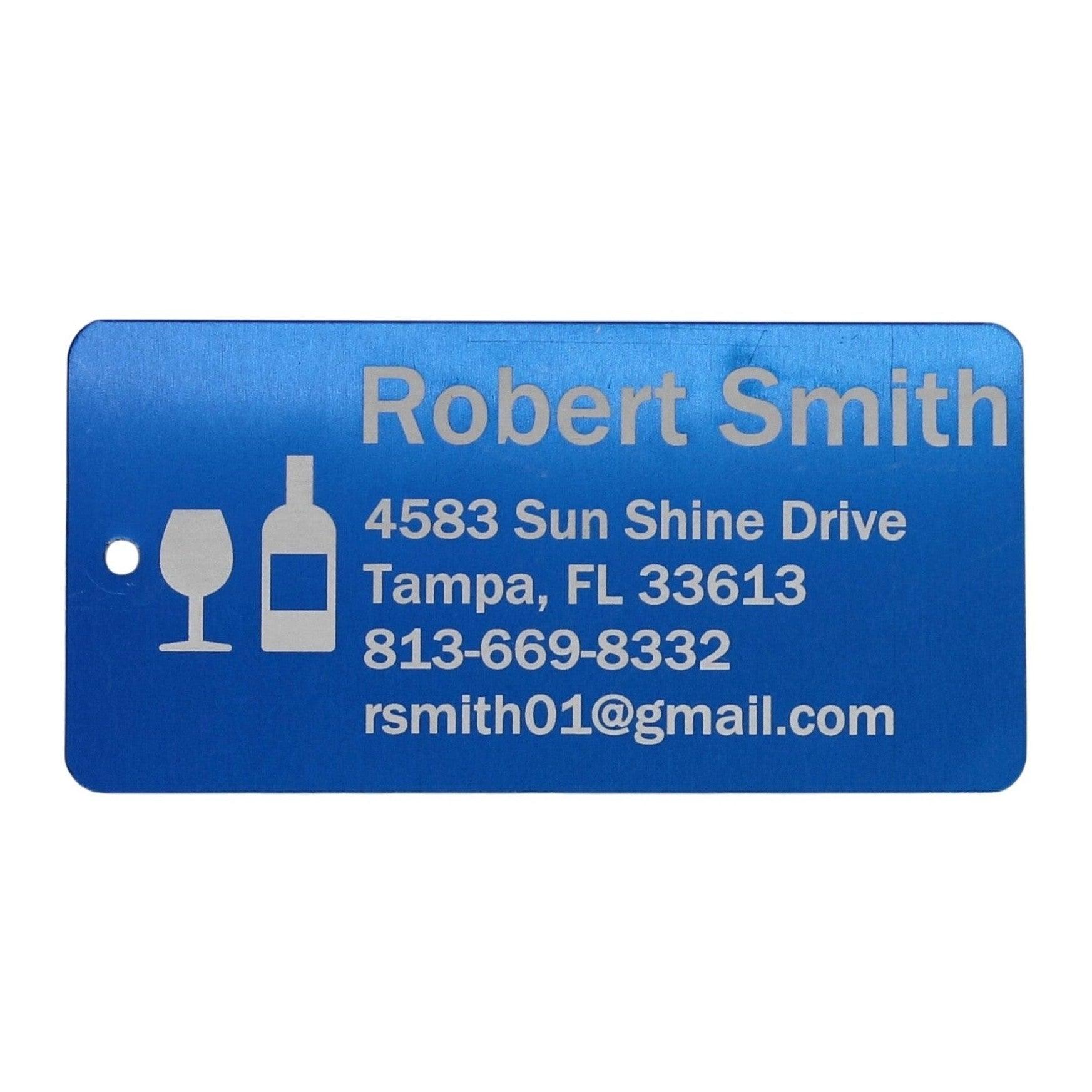Personalized Aluminum Luggage Tag, Engraved Aluminum Tag - Travel Gift, Bag ID, Custom Images, Logos, Suitcase tag, Backpack tag - Alchemist Cards & Games