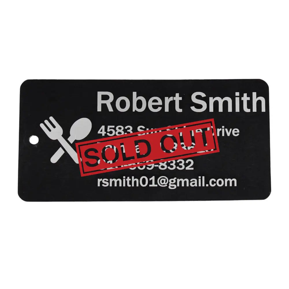 Black name tag.