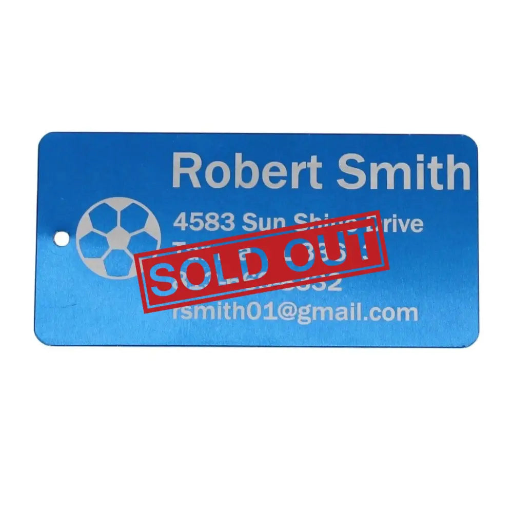 Blue identification tag.