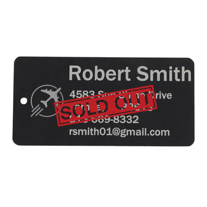 Black luggage tag.
