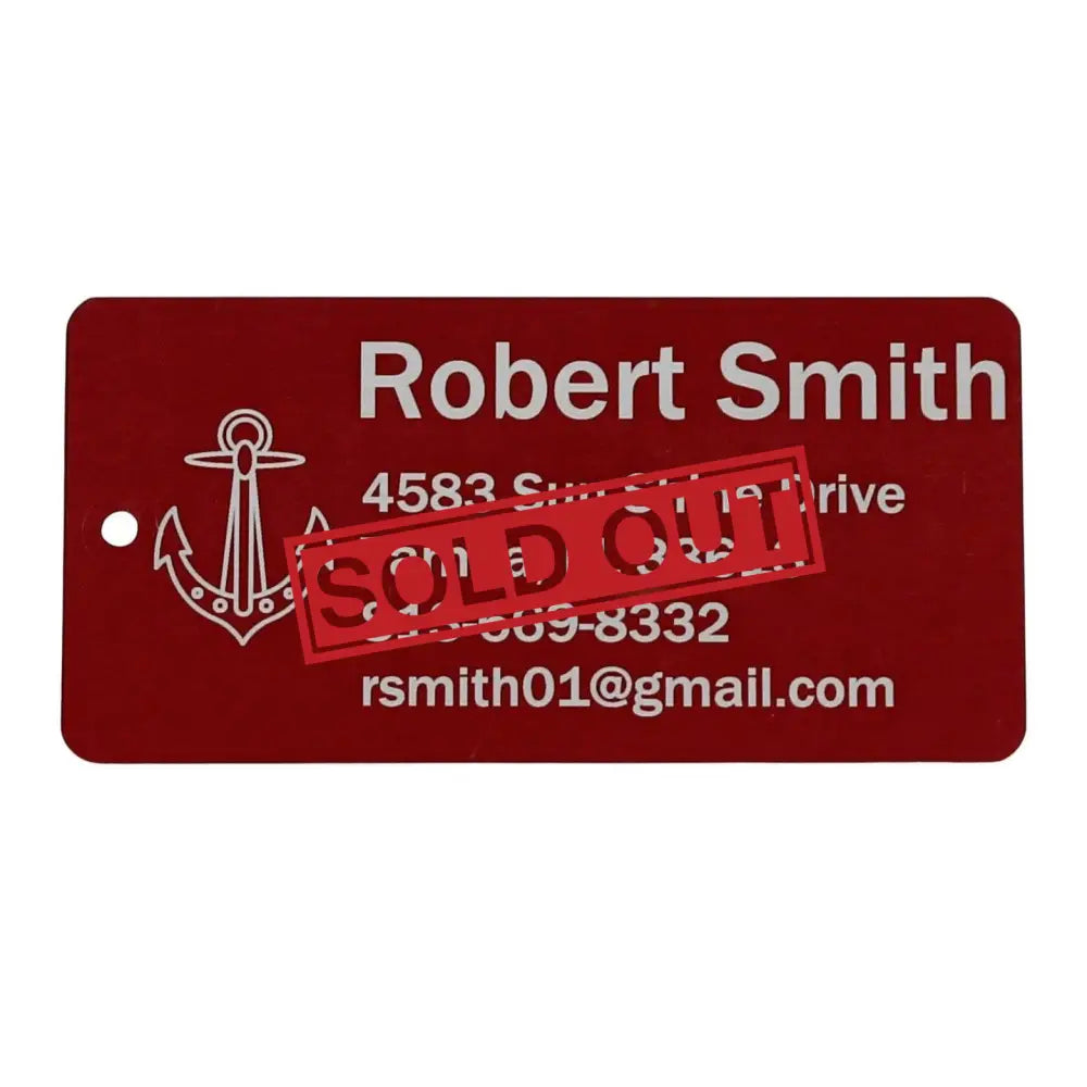 Red identification tag.