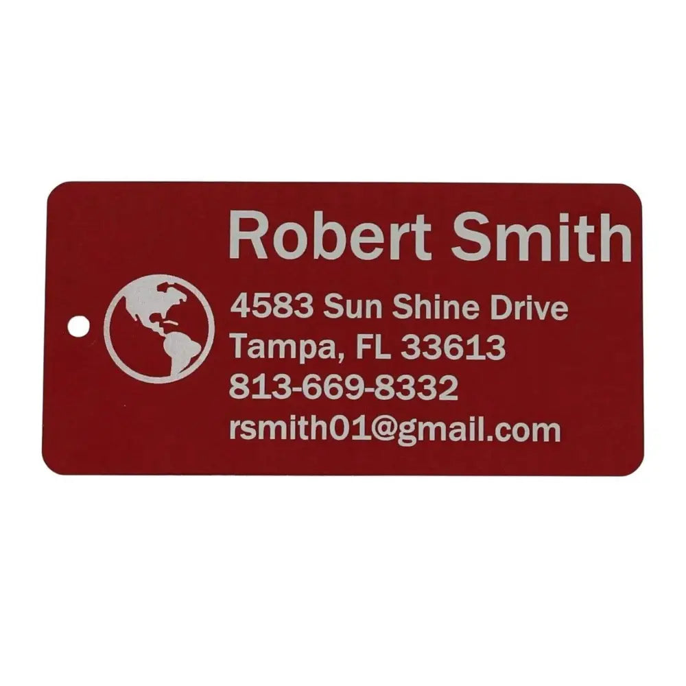 Red name tag.