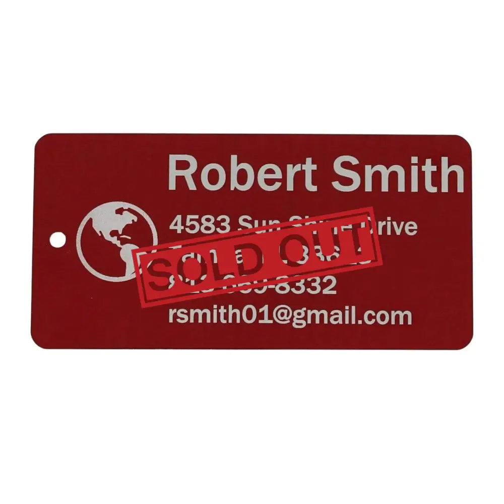 Red name tag.