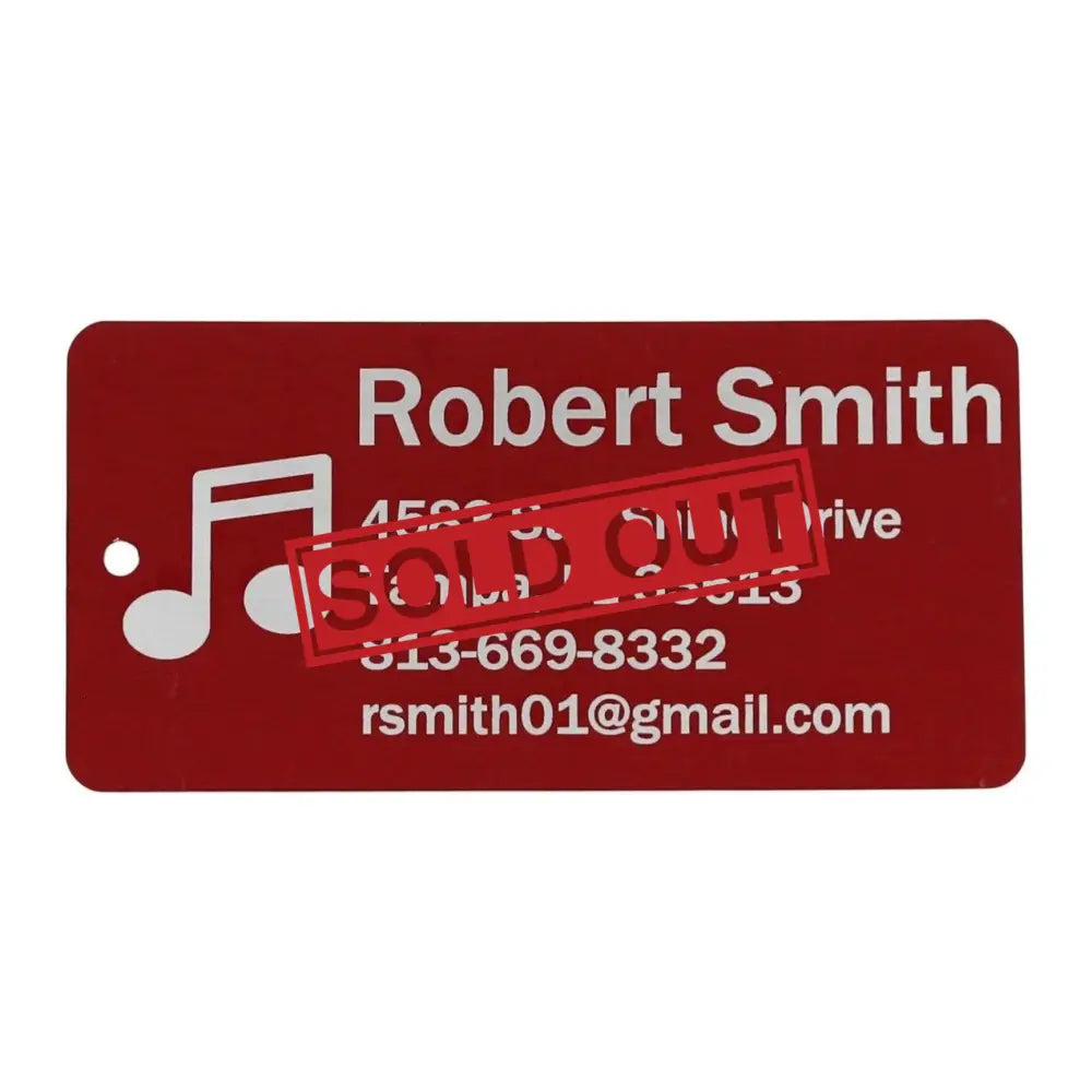 Red name tag.