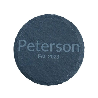 Engraved slate coaster.