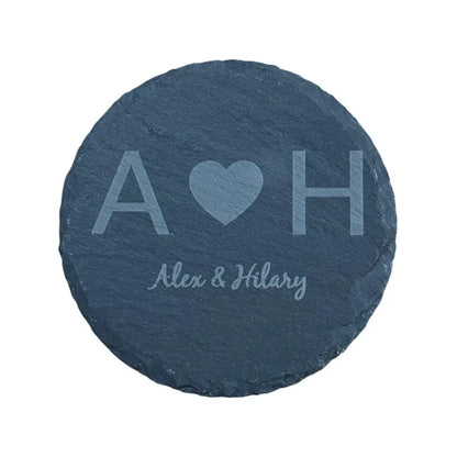 Personalized round slate coaster