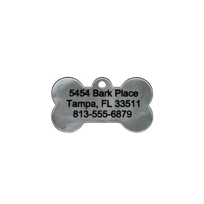Bone-shaped pet tag.