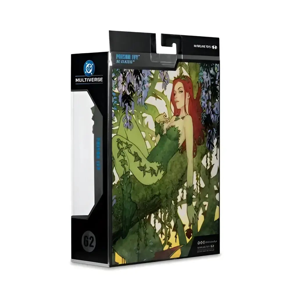 Poison ivy dc classic action figure in green and purple displayed in black white and transparent packaging box