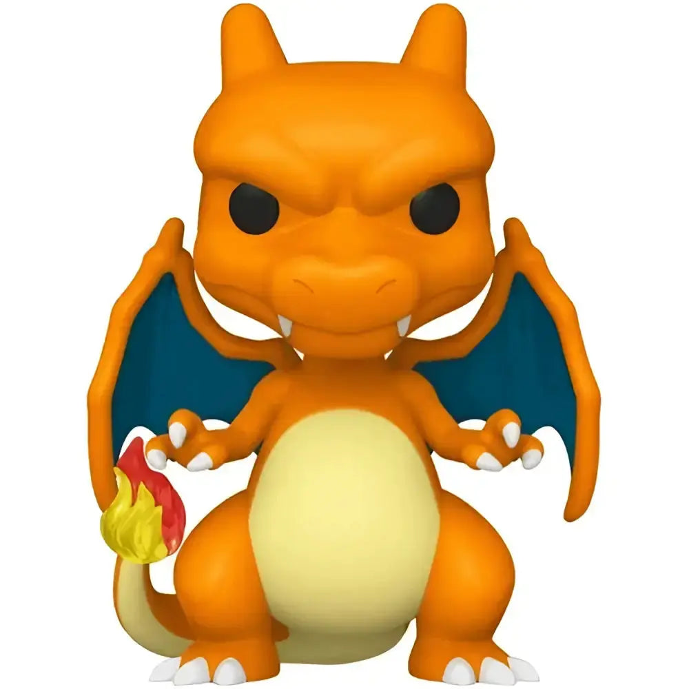 Pokemon charizard funko pop vinyl figure #843 featuring orange and cream charizard with blue wings and flame tail