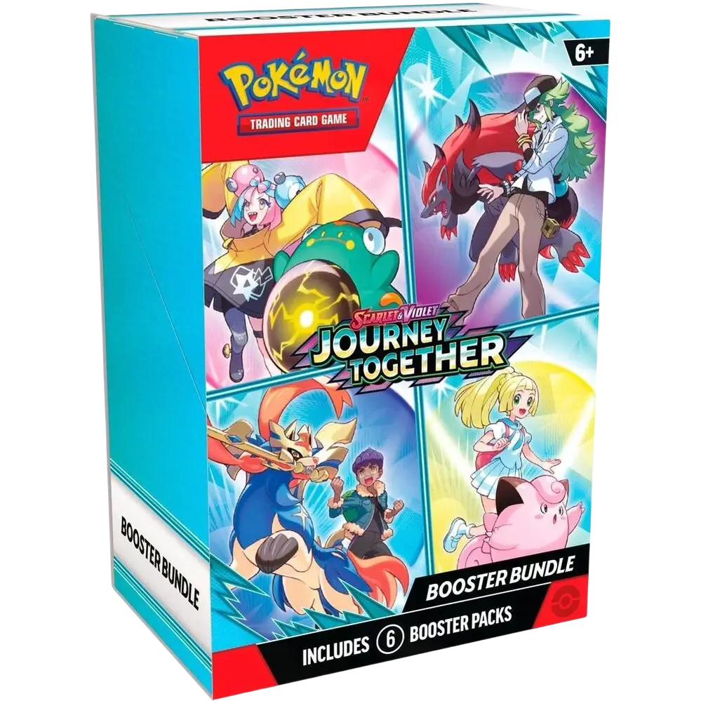 Pokémon TCG journey together booster bundle box with vibrant anime artwork in teal red and black for booster pack fans