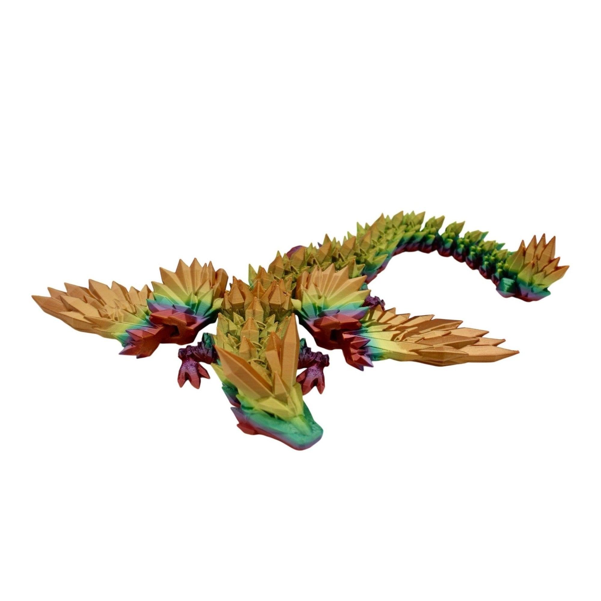 Rainbow Crystal Wing Dragon Fidget Toy - 3D Printed Articulated Dragon - Alchemist Cards & Games