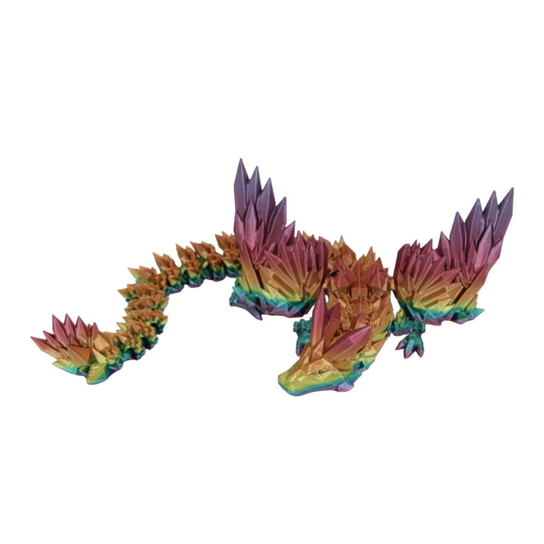 Rainbow Crystal Wing Dragon Fidget Toy - 3D Printed Articulated Dragon - Alchemist Cards & Games