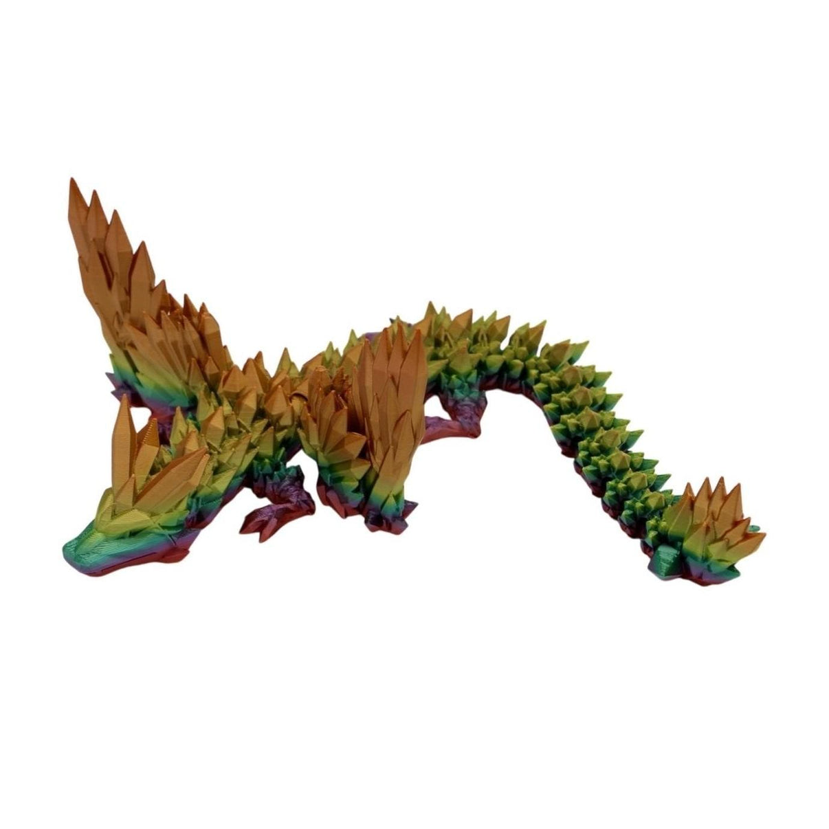 Rainbow Crystal Wing Dragon Fidget Toy - 3D Printed Articulated Dragon - Alchemist Cards & Games