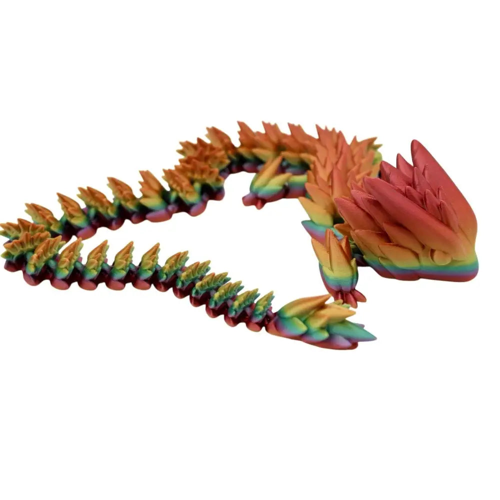 Rainbow-colored articulated crystal dragon.