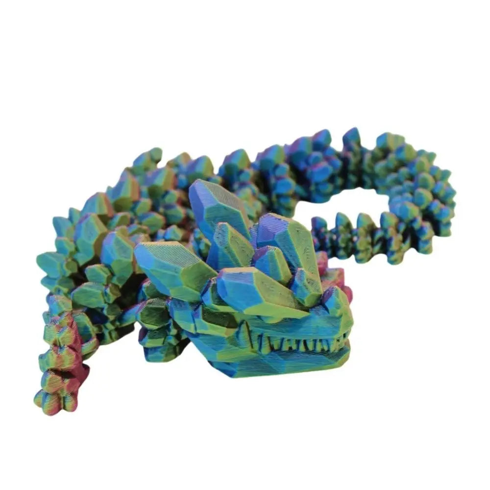 Iridescent crystal dragon figurine.
