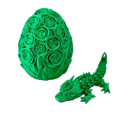 Green dragon egg and dragon figurine.