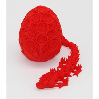 Red rose-covered dragon and egg.