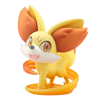 Serena with Fennekin ARTFX J statue featuring yellow and orange flame-like tail and ears on a matching base