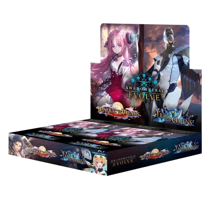 Shadowverse evolve combined set booster box featuring anime-style pink and white characters on black background