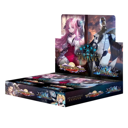 Shadowverse evolve combined set booster box featuring anime-style pink and white characters on black background