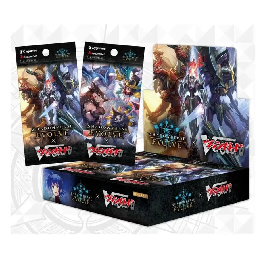 Trading card game booster packs and display box.