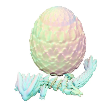Iridescent dragon egg with hatchling.