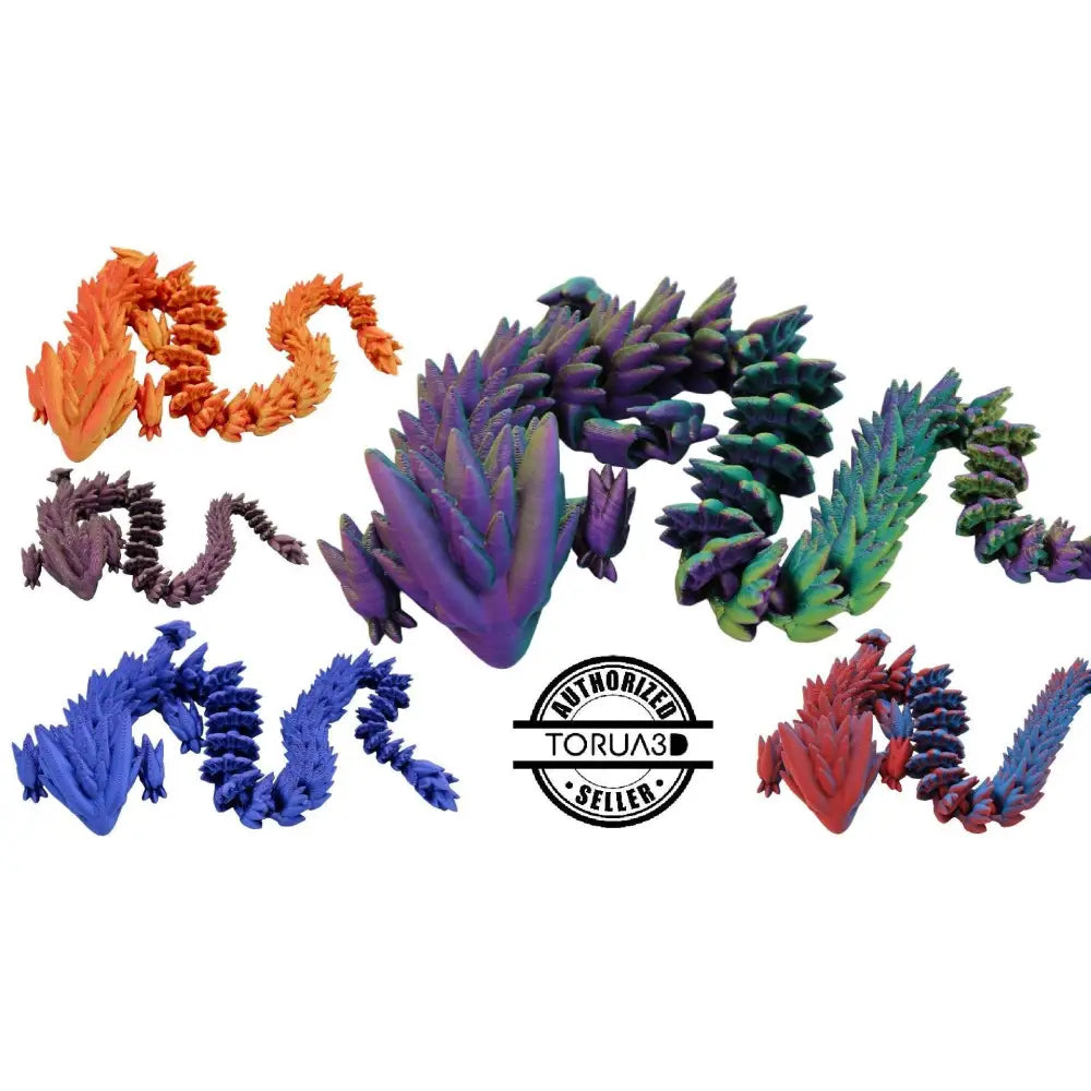 Colorful crystal dragon figurines.