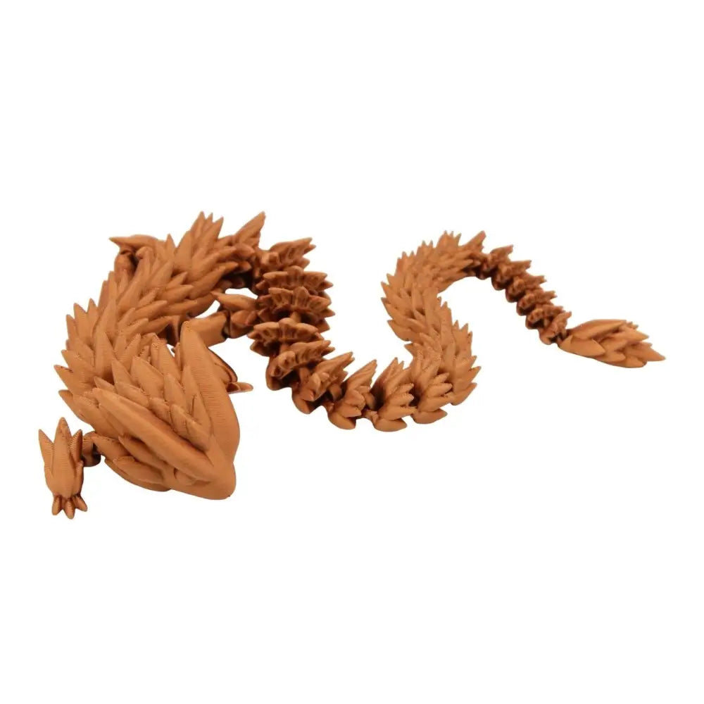 Brown, articulated dragon figurine.