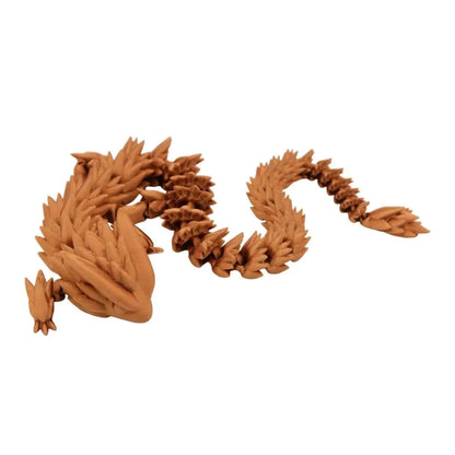Brown, articulated dragon figurine.