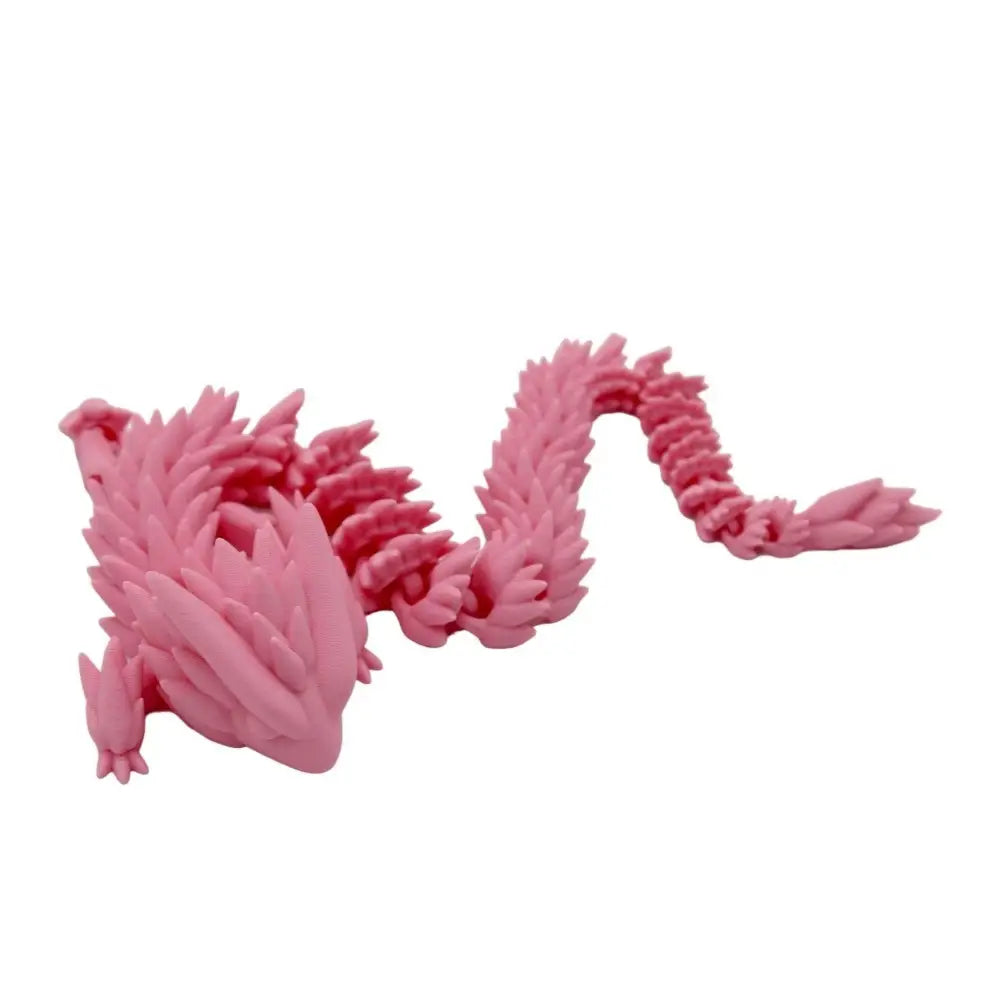 Pink articulated dragon figurine.